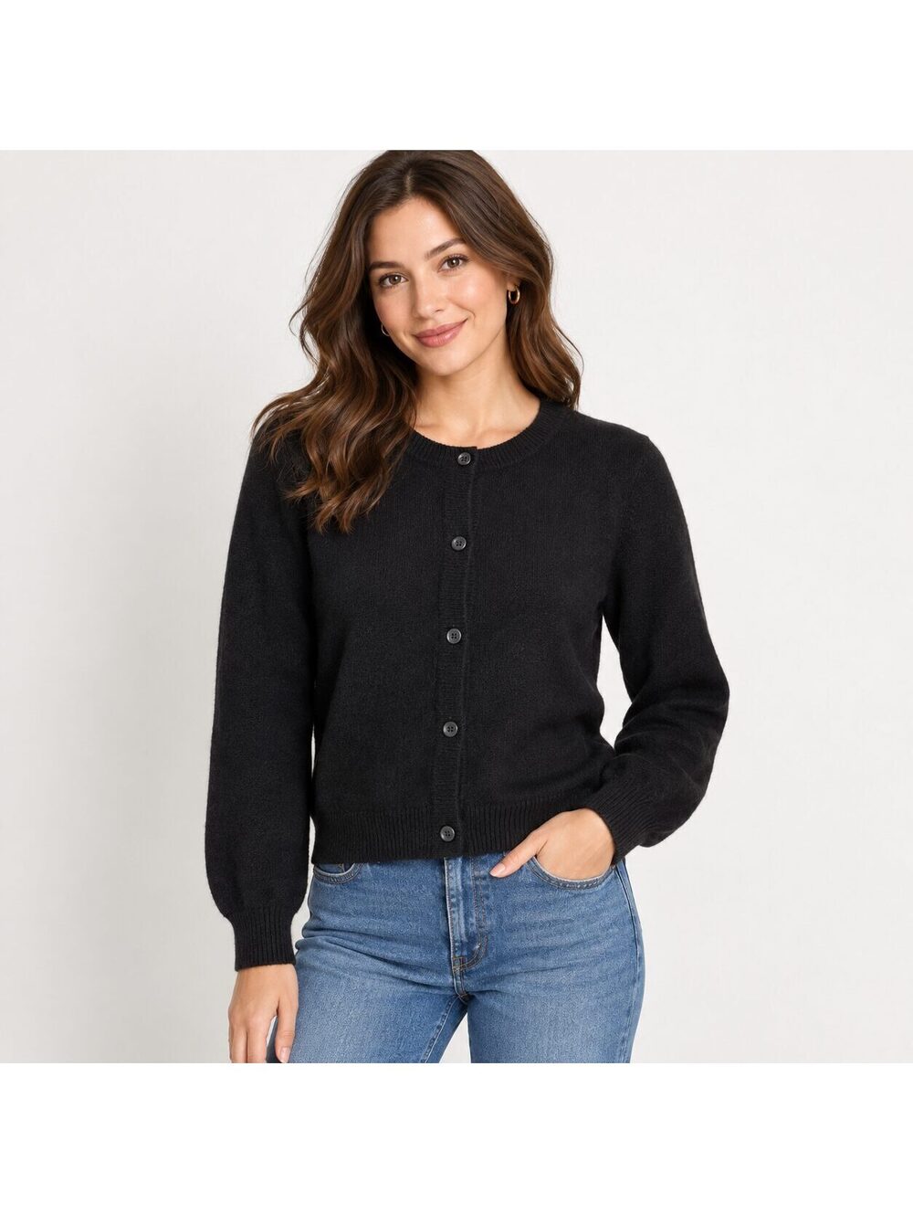 BP. Black Textured Knit Button Front Cardigan Sweater Size M NWT